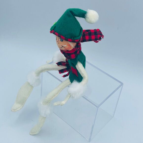 Annalee 12” Posable Christmas Plaid Scarf Elf Shelf Sitter Doll - Picture 4 of 7